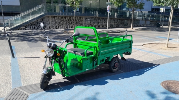Der Elektrofant Ranger, das hochwertige E-Schwerlastenrad von bikes4cargo in grün am Sonnenfelsplatz vor der Uni Graz.